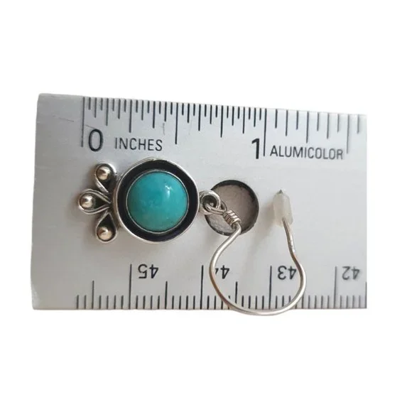Turquoise Sterling Silver Dangle Earrings Drop Semi Precious Stone Gem December - Picture 6 of 13